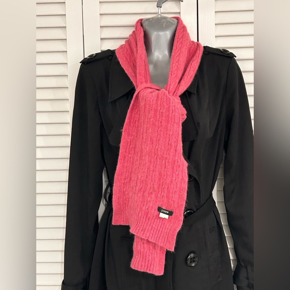 J.Crew bright pink cable knit scarf